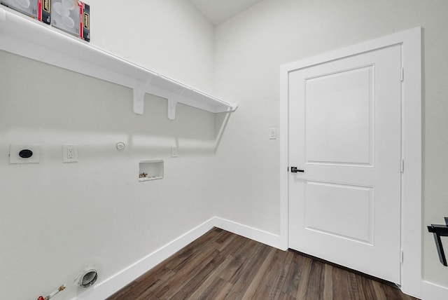 laundry area featuring washer hookup, dark hardwood / wood-style floors, electric dryer hookup, and hookup for a gas dryer