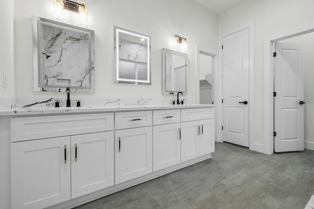 bathroom featuring vanity and walk in shower