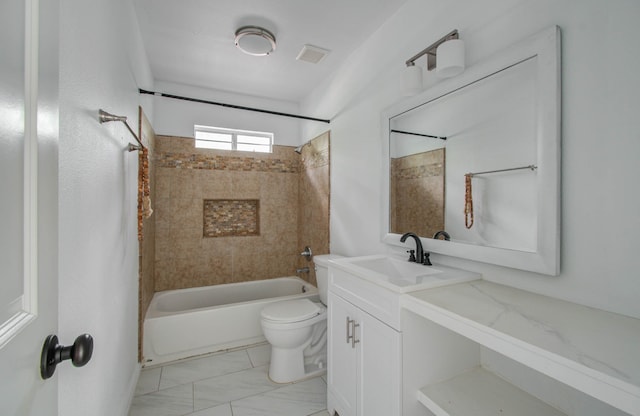 full bathroom featuring vanity, toilet, and shower / bath combination with curtain