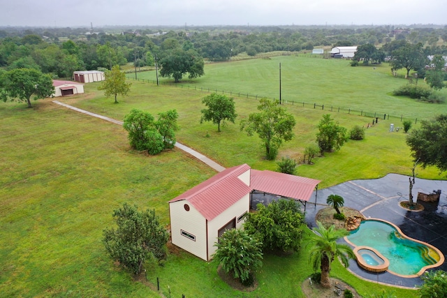 drone / aerial view featuring a rural view