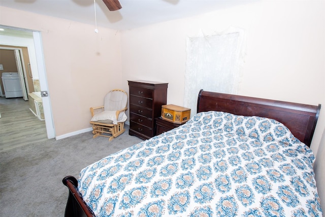2620 W Shane St, Alvin, TX 77511 - carpeted bedroom featuring washer / dryer, a ceiling fan, and baseboards