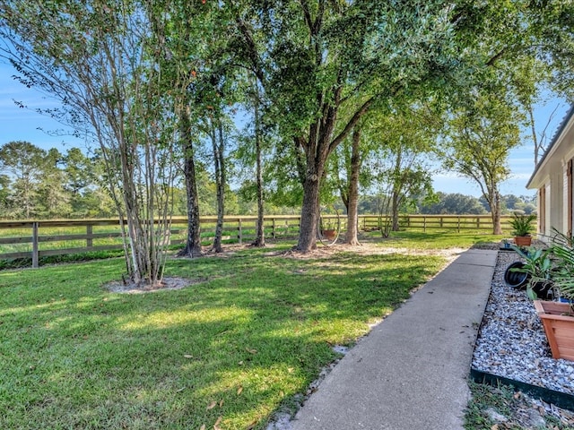 view of yard with a rural view