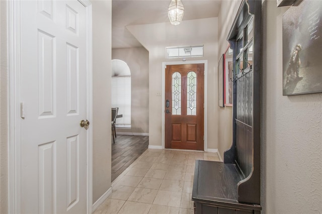 entrance foyer with light hardwood / wood-style flooring