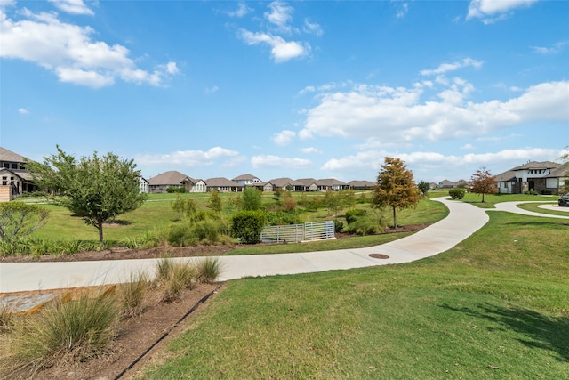 view of property's community with a yard