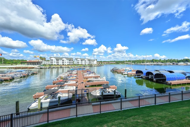 view of water feature featuring a boat dock