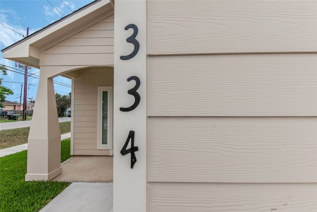 exterior details featuring concrete floors