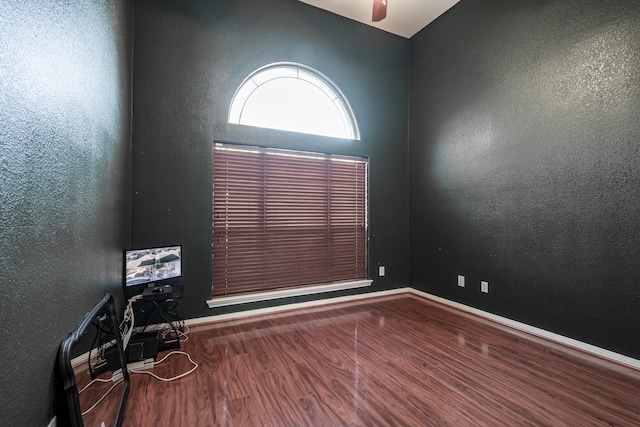 spare room featuring ceiling fan and wood-type flooring