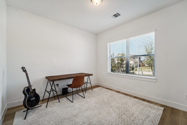 office area featuring hardwood / wood-style flooring