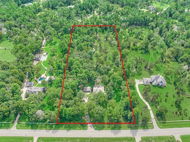 14851 Old Conroe Rd, Conroe, TX 77384 - birds eye view of property with a forest view