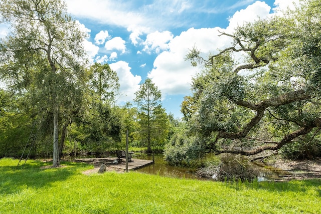 view of yard featuring a water view