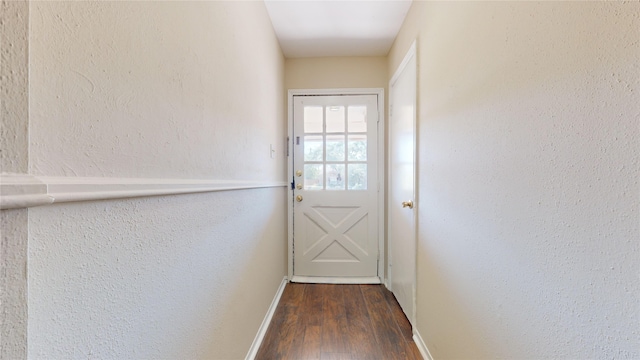 entryway with dark wood-type flooring