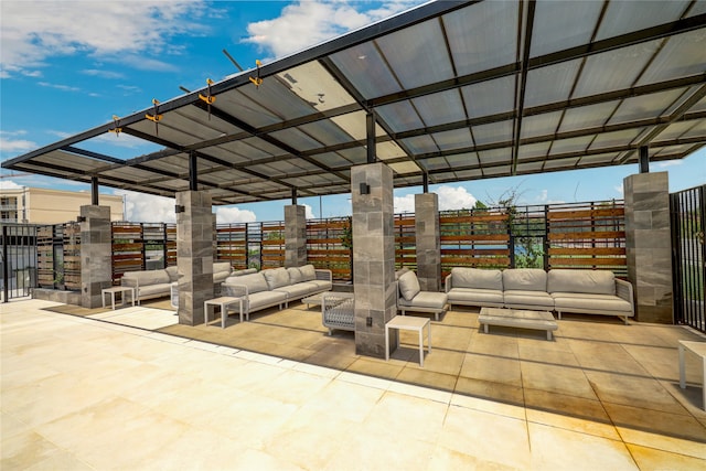 view of patio featuring an outdoor living space