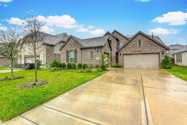 view of front of house featuring a garage and a front yard