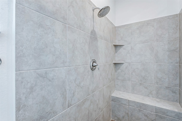 details with a tile shower