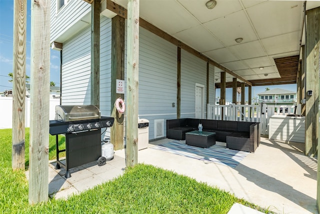 view of patio / terrace with an outdoor hangout area and area for grilling