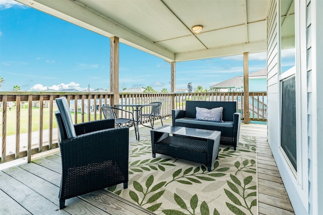 deck featuring an outdoor living space