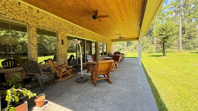 view of patio / terrace featuring ceiling fan