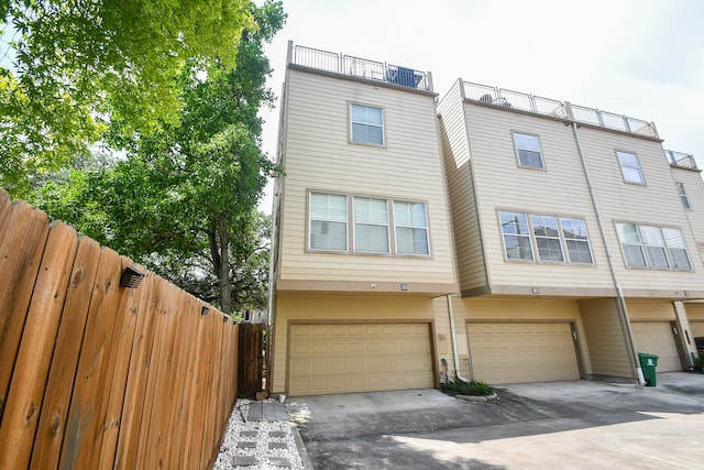 exterior space featuring a garage