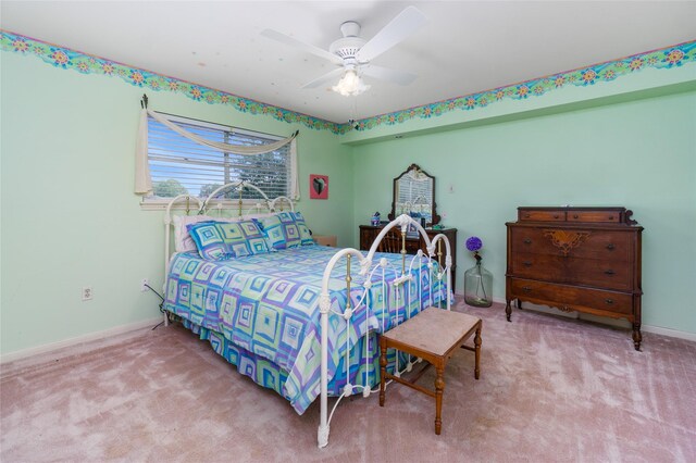 bedroom with carpet flooring and ceiling fan