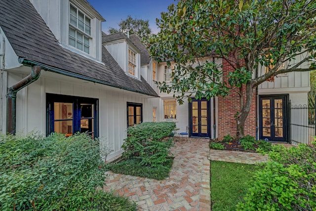 exterior space featuring french doors