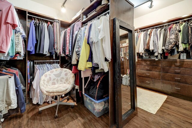 spacious closet featuring hardwood / wood-style floors