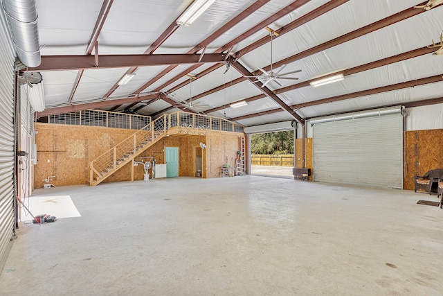 garage with ceiling fan