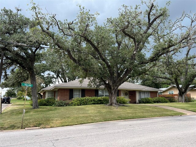 ranch-style house featuring a front yard