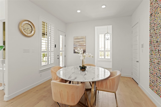 dining area featuring light hardwood / wood-style floors