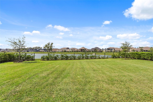 view of yard with a water view