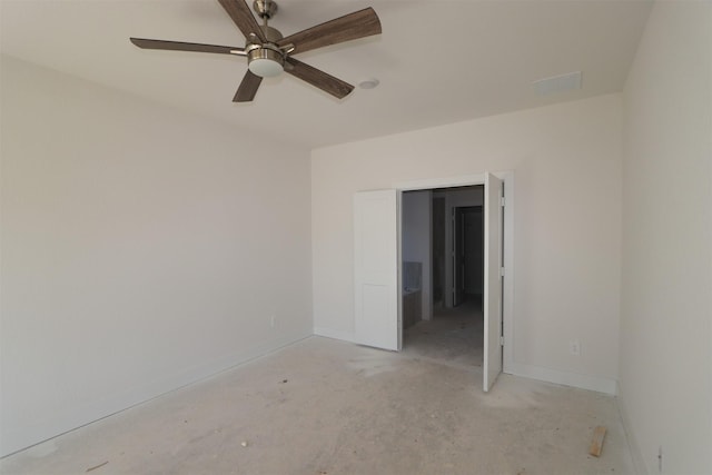 spare room featuring ceiling fan