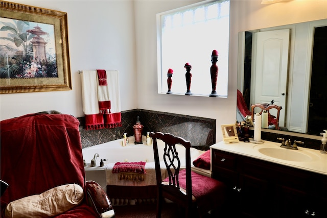 bathroom featuring decorative backsplash and vanity