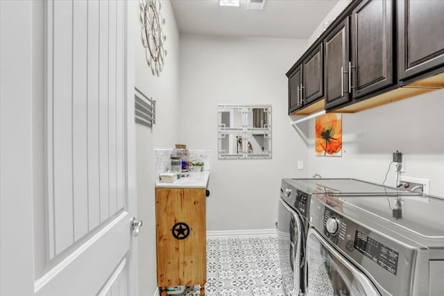 laundry room with cabinets and separate washer and dryer