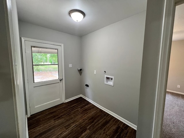 laundry area featuring dark hardwood / wood-style flooring, hookup for a washing machine, and hookup for an electric dryer