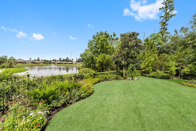 view of yard featuring a water view