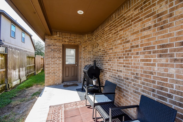 view of patio / terrace featuring a grill