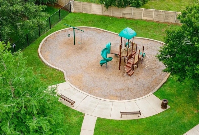 view of play area featuring a yard