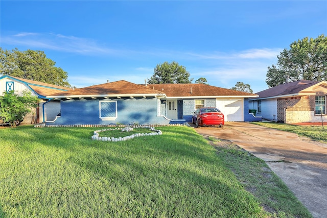 ranch-style house with a front lawn