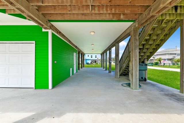 view of patio / terrace with a garage