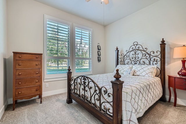 bedroom featuring carpet and ceiling fan