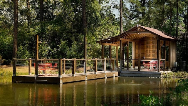 view of dock featuring a water view