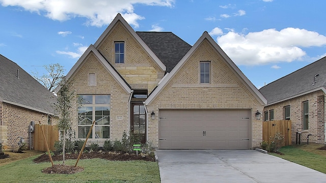 view of front of house featuring a garage and a front yard