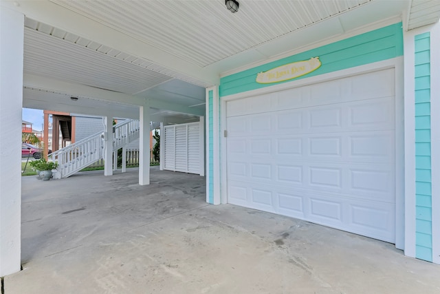 garage with a carport