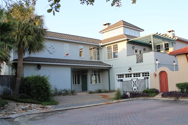 view of front of home with a garage