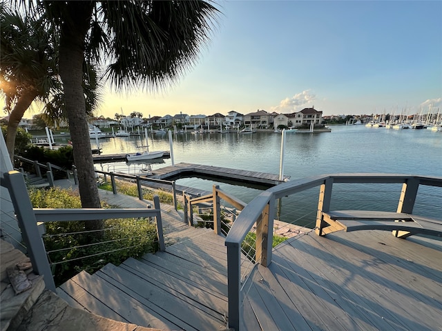 dock area featuring a water view