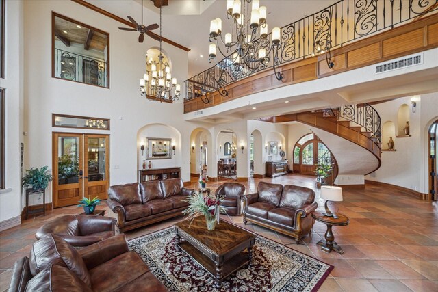 common area with visible vents and stairway