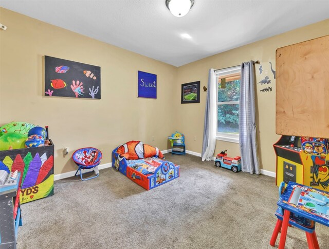 recreation room with carpet floors