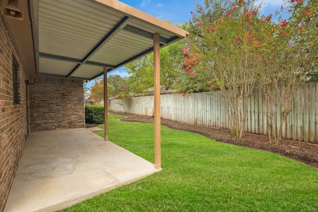 view of yard with a patio area