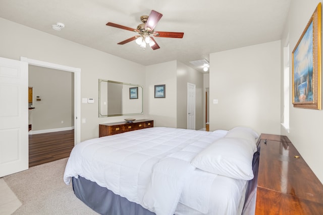 bedroom featuring ceiling fan