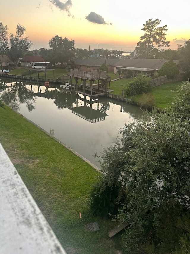 view of water feature featuring a dock