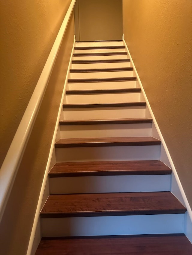 staircase featuring wood-type flooring